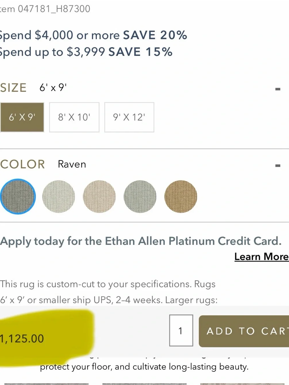 Ethan Allen Beige and Gray Medallion Door Mat